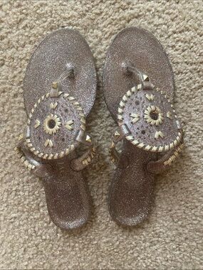 Jack Rogers Glitter Jelly Sandals with Gold Trim